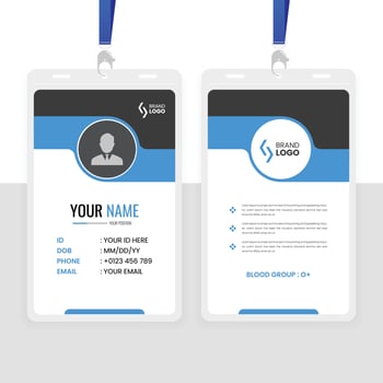 Modern Office Id Card Design Template with Blue and Black Color vector