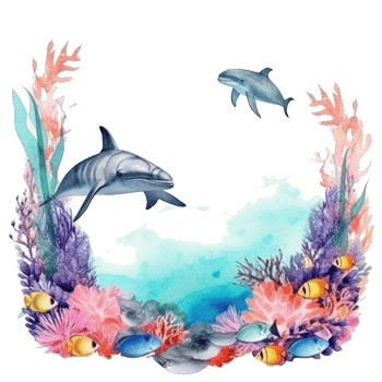World Oceans Day watecolor background. Illustration png