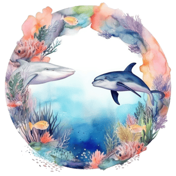 World Oceans Day watecolor background. Illustration png