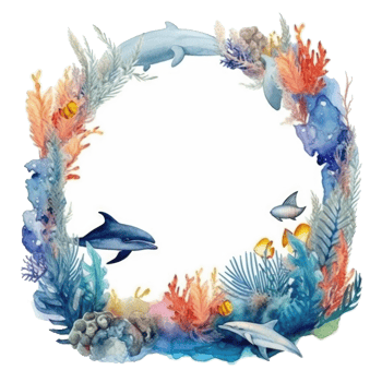 World Oceans Day watecolor background. Illustration png