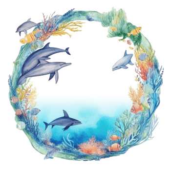 World Oceans Day watecolor background. Illustration png