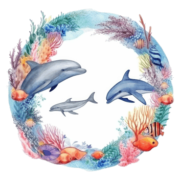 World Oceans Day watecolor background. Illustration png