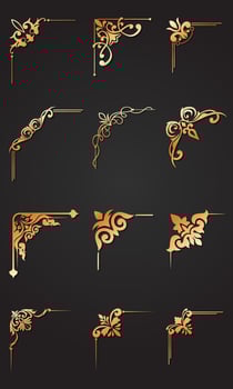 Collection of Golden Corners and Decorative Vintage Frame Borders vector