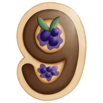 Number 9 cookie edition watercolor element png