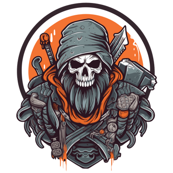 Grim reaper with axes and skull in the helmet png