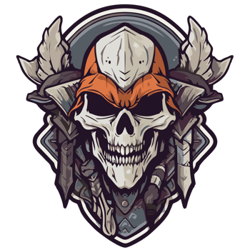 Illustration of a viking skull with wings and helmet png