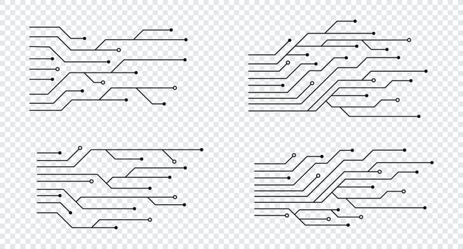 Set of printed circuit board. Abstract futuristic circuit board. Hi tech digital circuit board. Futuristic technology design elements. Vector illustration