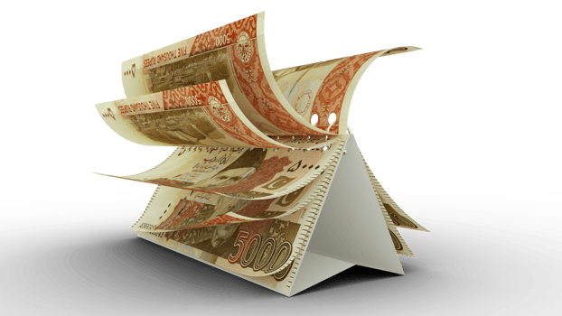 Calendar made of Pakistani rupee notes isolated on transparent background. Money calendar. spending concept. 3d rendering png