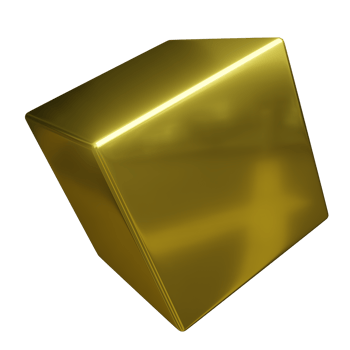 3D Abstract Gold Chrome Cube Shape png