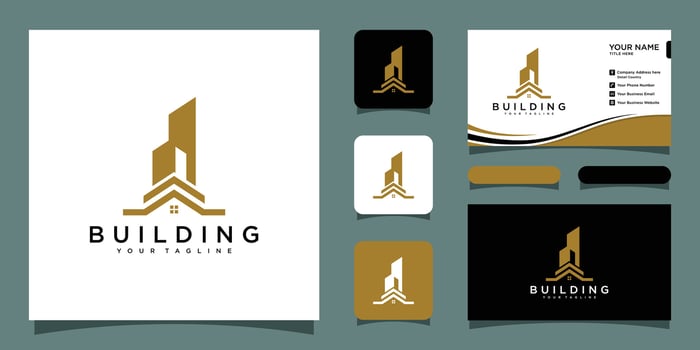 Real estate logo, vector icon designs with business card design Premium Vector