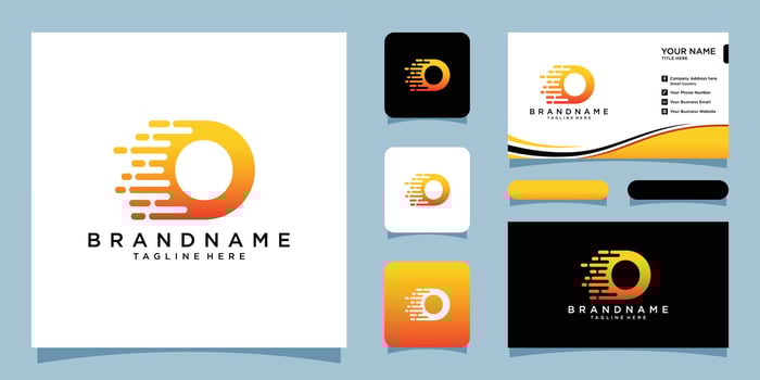 Initial Letter O Speed Logo Design Template with business card design Premium Vector