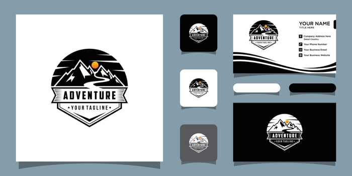 Vintage Adventure logo design with business card design Premium Vector