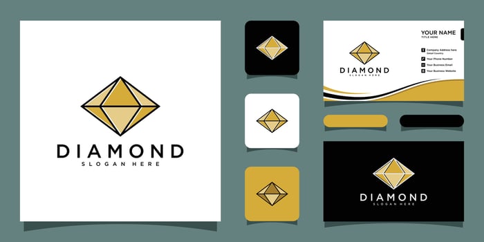 Creative diamond concept logo design template and business card Premium Vector