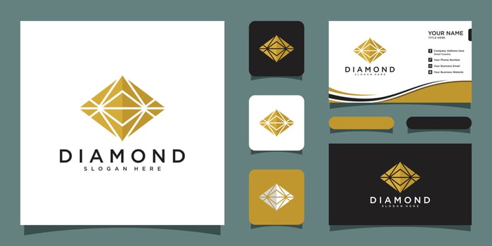 Creative Diamond Concept Logo Design Template with business card design Premium Vector