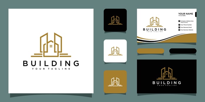 Real estate logo, vector icon designs with business card design Premium Vector