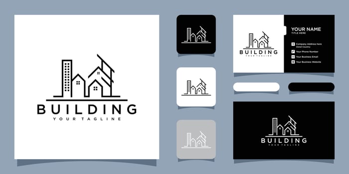 Real estate logo, vector icon designs with business card design Premium Vector