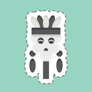 Sticker line cut Skull. related to American Indigenous symbol. simple design editable vector