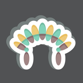 Sticker Headdress 2. related to American Indigenous symbol. simple design editable vector