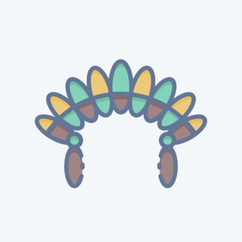 Icon Headdress 2. related to American Indigenous symbol. doodle style. simple design editable vector