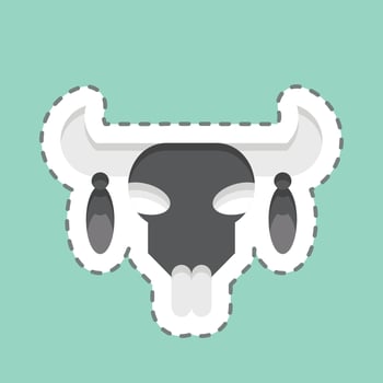 Sticker line cut Skull 2. related to American Indigenous symbol. simple design editable vector