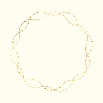 Gold Round Christmas Fairy Lights Frame Border. Abstract golden dots circle frame. vector