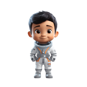 Adventurous Astronaut Boy Cartoon Exploring the Cosmic Frontier png