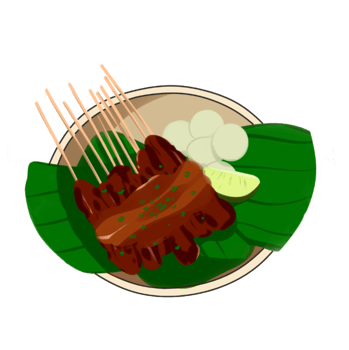 Satay With Lontong Illustration png