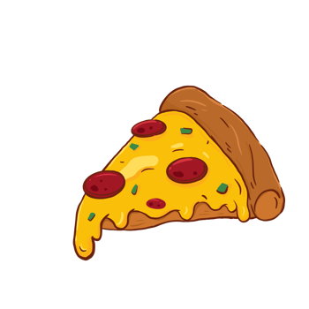 The Pizza with melting cheese. png