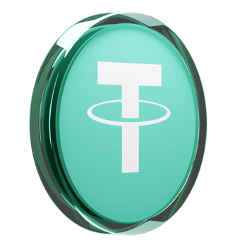 Tether ,USDT Glass Crypto Coin 3D Illustration png