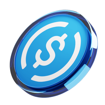 USD Coin ,USDC Glass Crypto Coin 3D Illustration png
