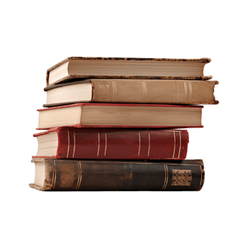 A pile of old books on a transparent background with copy space. png