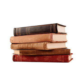 A pile of old books on a transparent background with copy space. png