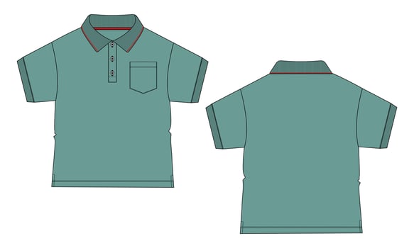Green Color polo shirt vector illustration template for kids isolated on white background