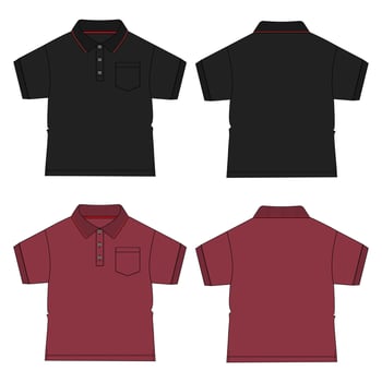 Black and Red Color polo shirt vector illustration template for kids isolated on white background
