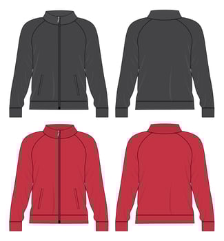 Black and Red color Sweatshirt jacket vector illustration template front and back views