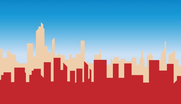City skyline silhouette. Modern cityscape vector for t shirt. Abstract city landscape illustration. Silhouette of the city.
