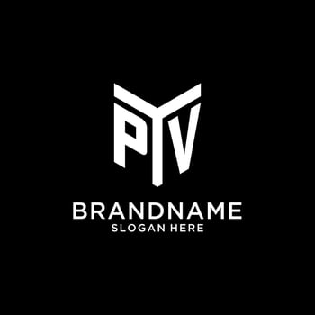 PV mirror initial logo, creative bold monogram initial design style vector