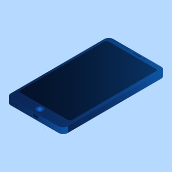 3D illustration of smartphone in blue color. vector
