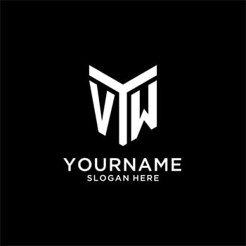 VW mirror initial logo, creative bold monogram initial design style vector