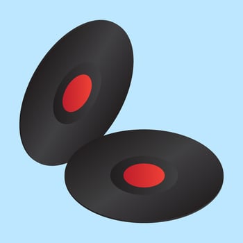 Pair of CD on blue background. vector