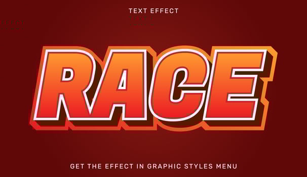 Race editable text effect in 3d style vector