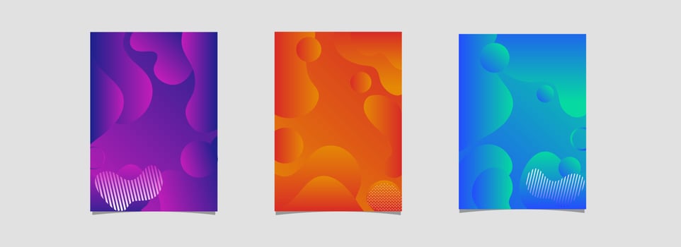 Promotion template or flyer design with fluid art abstract pattern in three color option. vector