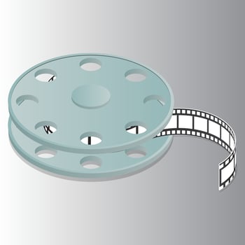 3D film reel element on grey background. vector