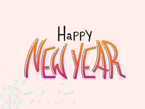 Stylish Lettering of Happy New Year on Pale Pink Background. vector