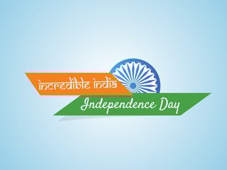 Stylish text Incredible India with Ashoka Wheel illustration for Independence Day celebration. Can be used as banner or poster design. vector