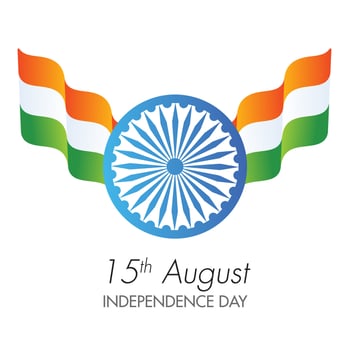 Indian National waving flag with Ashoka Wheel on white background for 15th August, Independence Day poster design. vector