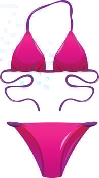 Swimsuit, cartoon vector illustration of beach accessories for summer holidays. Summer beach clothing underwear