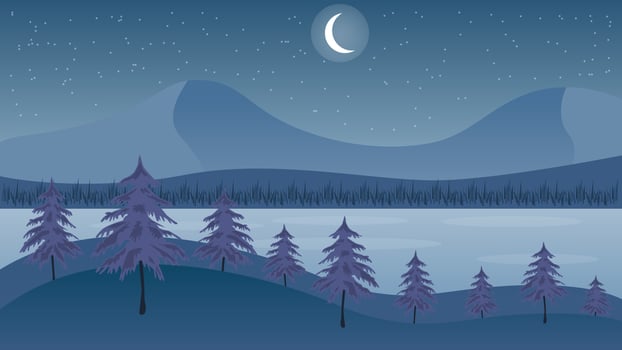 Vector Dawn Silhouette Beautiful Colorful Scenery Landscape Illustration Fine Art Background