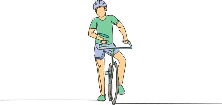Single continuous line drawing of young agile man cyclist pose confidently at cycling event. Sport lifestyle concept. Trendy one line draw design illustration for cycling race promotion media png