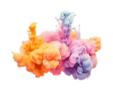 Abstract colorful pastel color cloud on transparent background. Colorful Ink Diffusion in Water. png